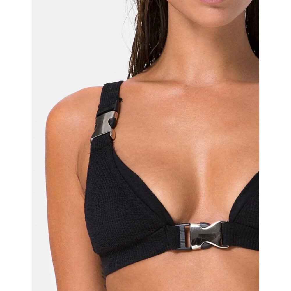 $82 NWT Motel Hyuna Bikini Top & bottom Black With Silver Buckle XS/S - Picture 6 of 7